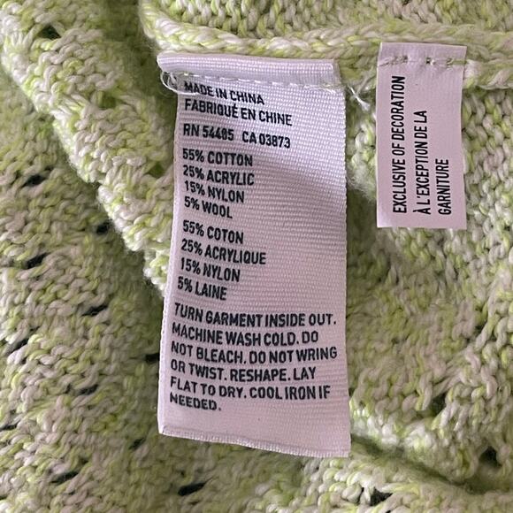 American Eagle Large Neon Open Cable Knit Sweater with Exposed Zipper  Y2K Style - Picture 7 of 10